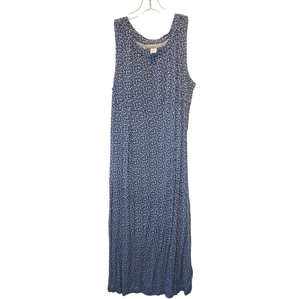 Carol Anderson California Vintage Blue Ditsy Floral Womens Maxi Dress Size 8 USA